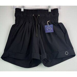 THE BUBBLE Black Pull-On Shorts Wide Waistband Drawstring‎ Cuffed NWT Siz XS